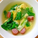 レタスとソーセージのスープ